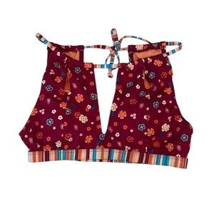 Urban Sea red floral halter bikini swim top size small